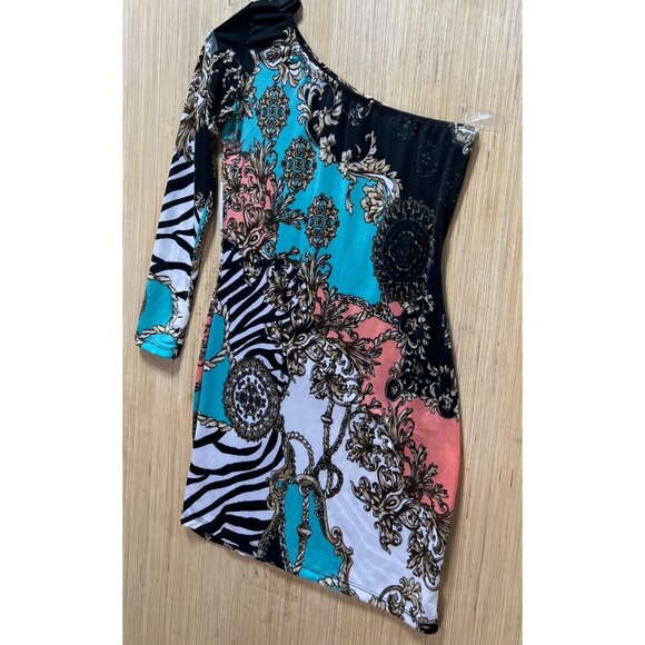 Women's Floral Print Asymmetrical Dress - Multicolor - Medium - Picture 12 of 13